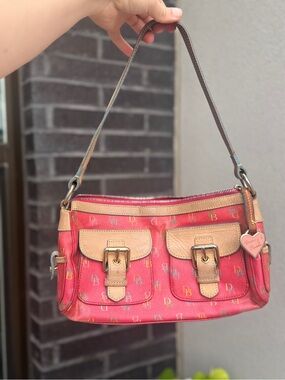 Vintage Dooney and Bourke with Buckle Pockets and Heart Charm
